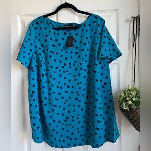 Lane Bryant Blue Polka Dot Blouse size 20W